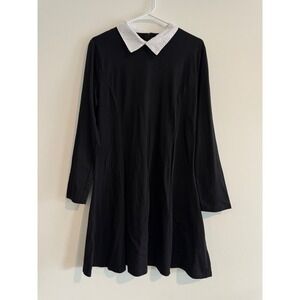 Peter Pan Collar Skater Dress Women XL Black womens Wednesday Dark Academia Goth